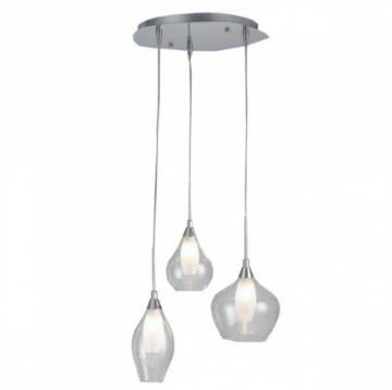 Immagine di Lampadario Salotto Moderno 3 Luci Ampolle Vetro Trasparente Bianco