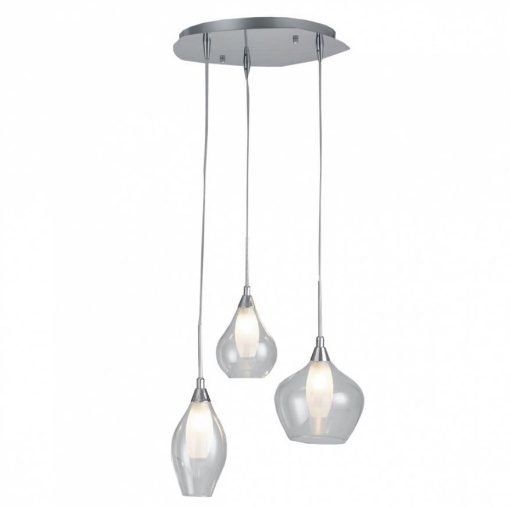 Immagine di Lampadario Salotto Moderno 3 Luci Ampolle Vetro Trasparente Bianco