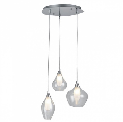 Lampadario Salotto Moderno 3 Luci Ampolle Vetro Trasparente Bianco