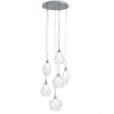 Immagine di Lampadario Salotto Moderno 6 Luci Ampolle Vetro Trasparente Bianco