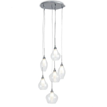 Immagine di Lampadario Salotto Moderno 6 Luci Ampolle Vetro Trasparente Bianco