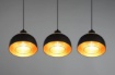 Immagine di Sospensione 3 Paralumi E27 Penisola Cucina Nero e Oro Punch Trio Lighting