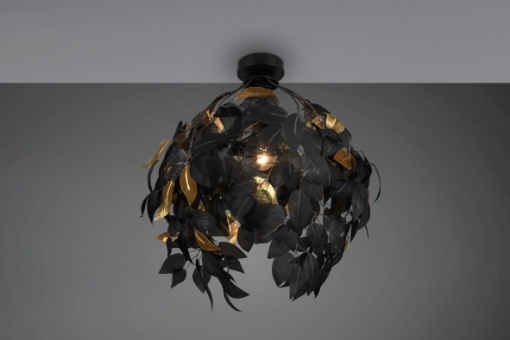 Immagine di Plafoniera Foglie Decorative Lavabili Nero e Oro Leavy Trio Lighting