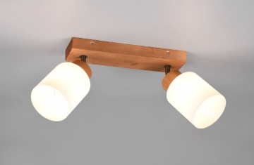 Immagine di Plafoniera Legno Con Faretti Vetro Orientabili Assam Trio Lighting