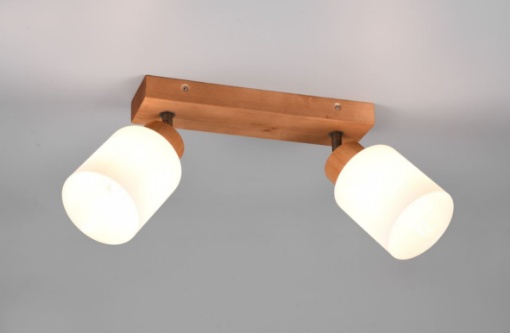 Immagine di Plafoniera Legno Con Faretti Vetro Orientabili Assam Trio Lighting