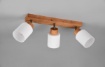 Immagine di Plafoniera Barra legno Con Tre Faretti Vetro Orientabili Assam Trio