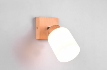 Immagine di Faretto Spot Orientabile Legno con Vetro Bianco Assam Trio
