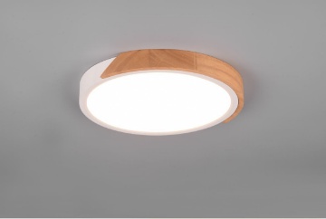 Immagine di Plafoniera Led Rotonda Bianca con Inserto Legno Jano Trio Lighting