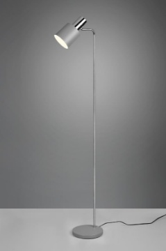 Immagine di Piantana Design Moderno Forma Minimal Cromo con Paralume Grigio Adam Trio Lighting
