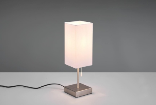 Immagine di Lumetto Paralume Squadrato Bianco con Interruttore a Strappo Ole Porta USB Trio Lighting