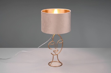 Immagine di Lumetto Decorativo Fusto Metallo Oro Viso Donna con Paralume Velluto Beige Mary Trio Lighting