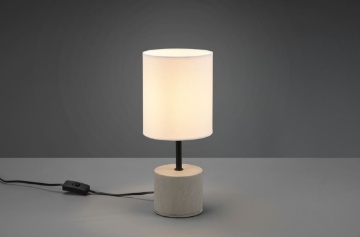 Immagine di Lumetto Base Calcestruzzo Paralume Tessuto Bianco Ben Trio Lighting