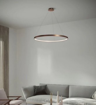 Immagine di Lampadario Rotondo Cerchio Rame 78cm Led 50w 3000k Anello Sforzin