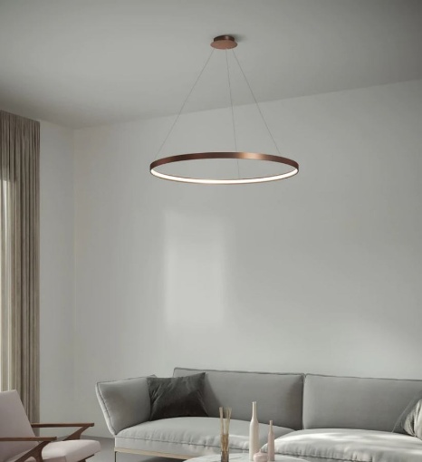 Immagine di Lampadario Rotondo Cerchio Rame 78cm Led 50w 3000k Anello Sforzin