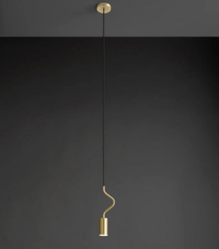 Immagine di Sospensione Led Singola Design Curvo Oro Caos Sforzin