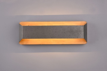 Immagine di Applique Rettangolare Legno e Metallo Nichel Doppia Emissione Led Arino Trio Lighting 