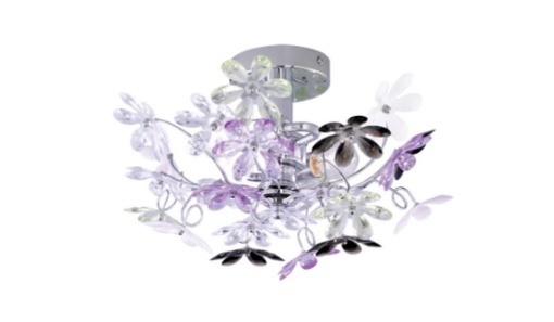 Immagine di Plafoniera Flower 2xE14 Cromo Fiori Multicolor Ø38 cm Trio Lighting