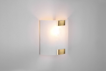 Immagine di Applique Paralume Vetro Bianco Ganci Ottone Pura Trio Lighting
