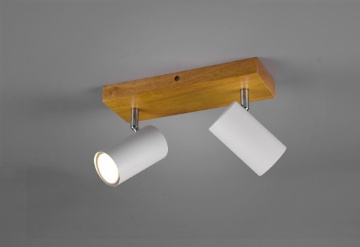 Immagine di Plafoniera Legno 2 Luci Direzionabili Cilindri Bianchi GU10 Marley Trio