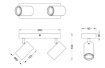 Immagine di Lampada Soffitto 2 Faretti Direzionabili Neri Con Base Legno Marley Trio