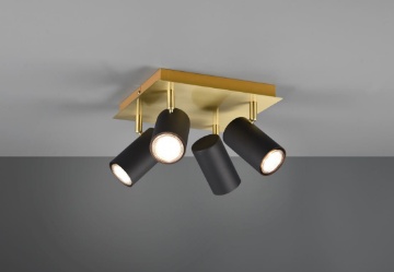 Immagine di Plafoniera Marley Oro Nero Con Faretti Cilindro Orientabili Trio