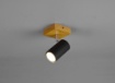 Immagine di Applique Base Legno Con Faretto Nero Orientabile Marley Trio