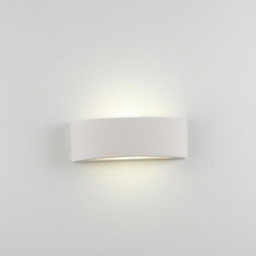 Immagine di Applique Curva Biemissione Ceramica Bianca 30 cm Pitturabile Arco Isyluce 614