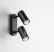 Immagine di Lampada Da Parete Soffitto 2 Faretti Led Orientabili Cilindri Nero Isyluce 757N