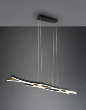 Immagine di Lampada a Sospensione Bacchette Ondulate Led Blaze Ottone Dip Switch Dimmer Trio