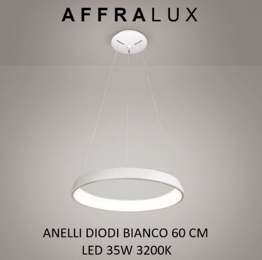 Immagine di Sospensione Rotonda Anelli Diodi D.60 Bianca Led 35w 3200k Affralux 2050