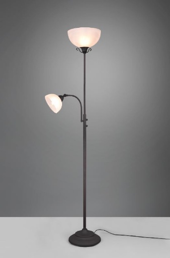 Immagine di Lampada Da Terra Rustica Country Ruggine 2 Vetri Alabastro H180 cm Trio Lighting