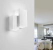 Immagine di Applique Biemissione Parallelepipedo In Gesso Verniciabile Heraea 3 Luci G9 T206 Sforzin