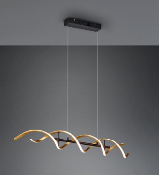 Immagine di Sospensione Spirale Ottone Led CCT 45w Sequence Dip Switch Dimmerabile Trio Lighting