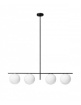 Immagine di Lampadario Sospensione Lineare Jugen Black Edition 4 Sfere Vetro Bianco Miloox