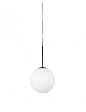 Immagine di Sospensione Jugen Nera 1xE27 Sfera Vetro Bianco Ø30 cm Miloox