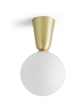 Immagine di Plafoniera Soffitto Ottone Lunar Sfera Vetro Bianco 1xE14 Miloox