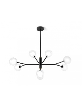 Immagine di Lampadario Salotto Moderno Nero 8 Sfere Vetro Cosmo L90 cm Miloox