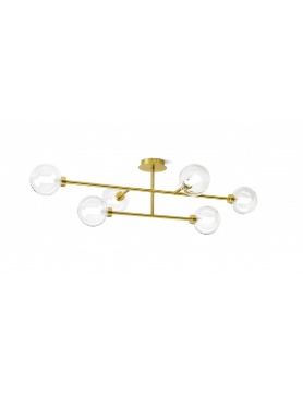 Immagine di Lampada Soffitto Ottone Moderna Dom 6xG9 Sfere Vetro Miloox