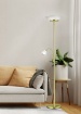 Immagine di Piantana Da Soggiorno Ottone Con Vetri Bianchi e Luce da Lettura Gerry Trio Lighting