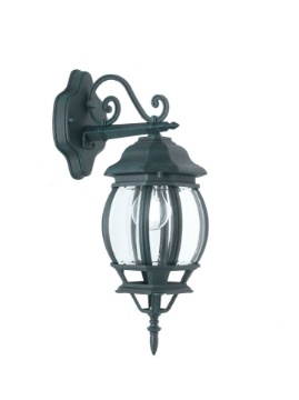 Immagine di Applique Per Esterno Classica Nero Lanterna Santiago Down Intec