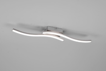 Immagine di Plafoniera Design Doppia Bacchetta Ondulata Led 4000k Route Nichel Trio Lighting