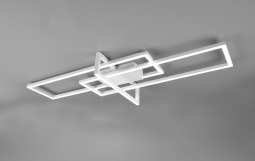 Immagine di Plafoniera Bianca Design Moderno Salinas 3 Rettangoli Led 4000k Switch Dimmer Trio