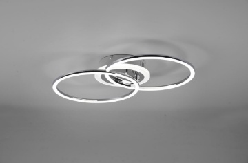Immagine di Plafoniera Cromo Doppio Cerchio Led 4000k Switch Dimmer Venida Trio Lighting