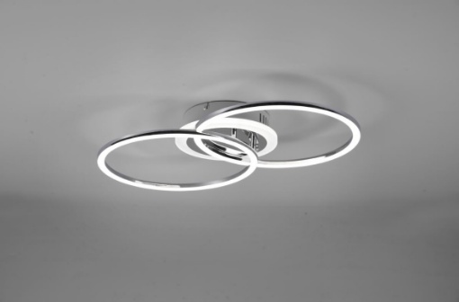 Immagine di Plafoniera Cromo Doppio Cerchio Led 4000k Switch Dimmer Venida Trio Lighting