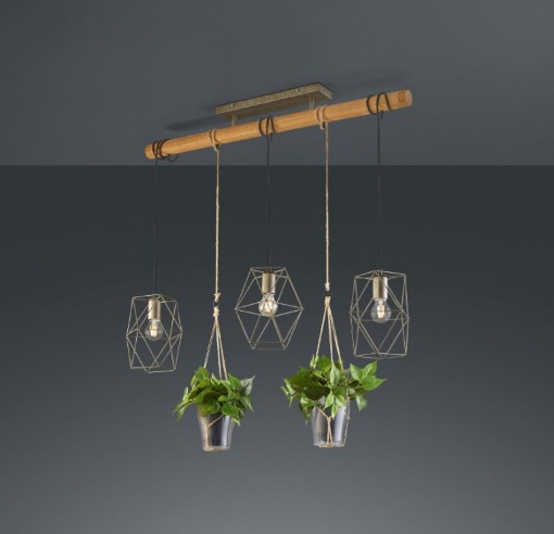 Immagine di Sospensione 3 Luci Plant Nichel con Piante Decorative Trio Lighting