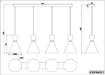 Immagine di Sospensione Lineare Per Tavolo Coni Metallo Nero 4xE27 Enzo Trio Lighting