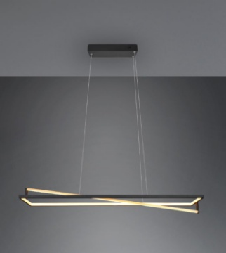 Immagine di Sospensione Edge Nero e Ottone Design Moderno Led Switch Dimmer Luce Calda e Naturale Trio Lighting