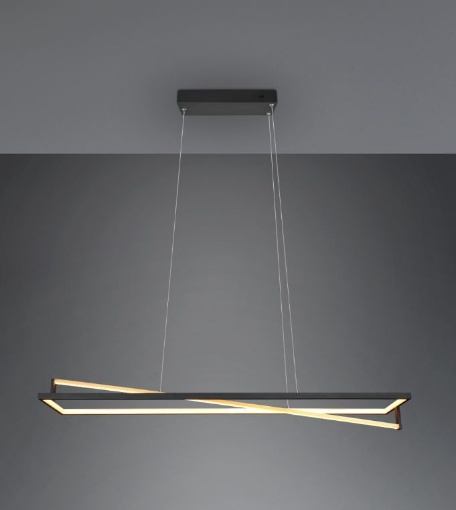 Immagine di Sospensione Edge Nero e Ottone Design Moderno Led Switch Dimmer Luce Calda e Naturale Trio Lighting