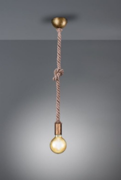 Immagine di Sospensione Rope Ottone Anticato con Corda Trio Lighting