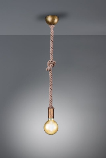 Immagine di Sospensione Rope Ottone Anticato con Corda Trio Lighting